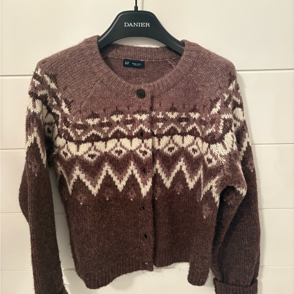 GAP Chocolate Brown Patterned Cardigan